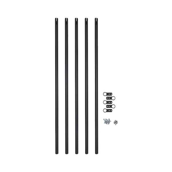 Atlanta/Dallas 47.18 in. x 1 in. Jet Black Powder Coated Steel Middle Baluster Pack Stair Railing Kit