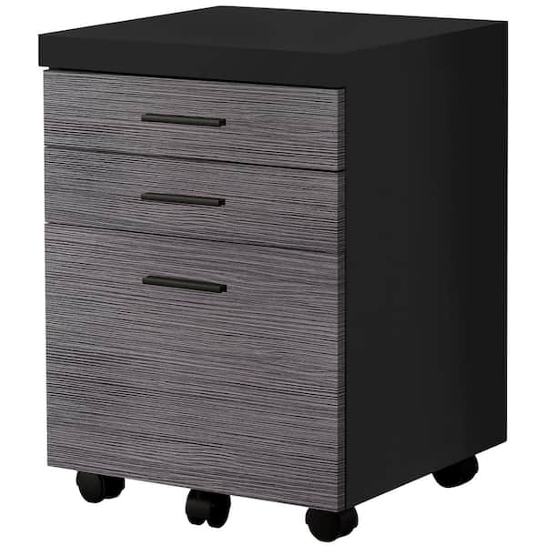 Unbranded Black Filing Cabinet on Castors with 3-Drawers