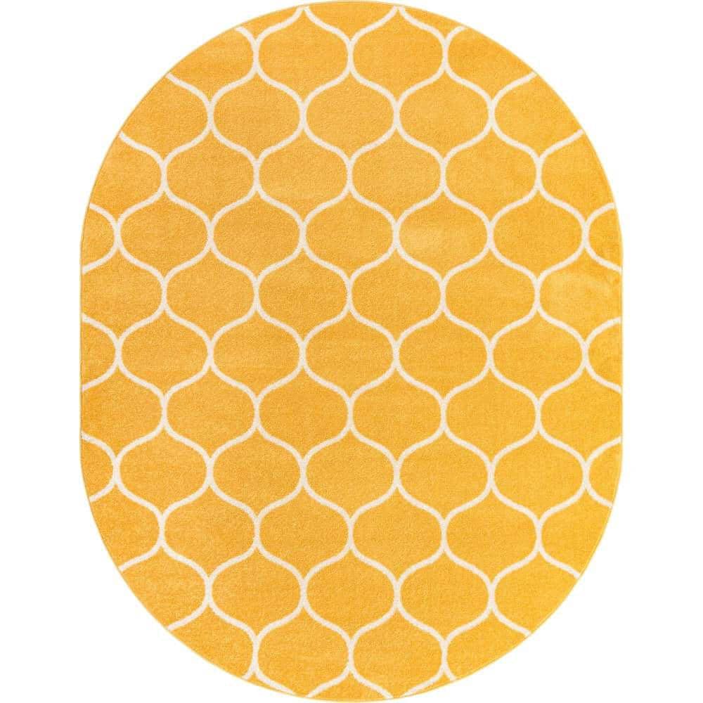 Trellis Frieze Rounded Yellow 7 ft. 10 in. x 10 ft. Area Rug price history on PriceWatchPro
