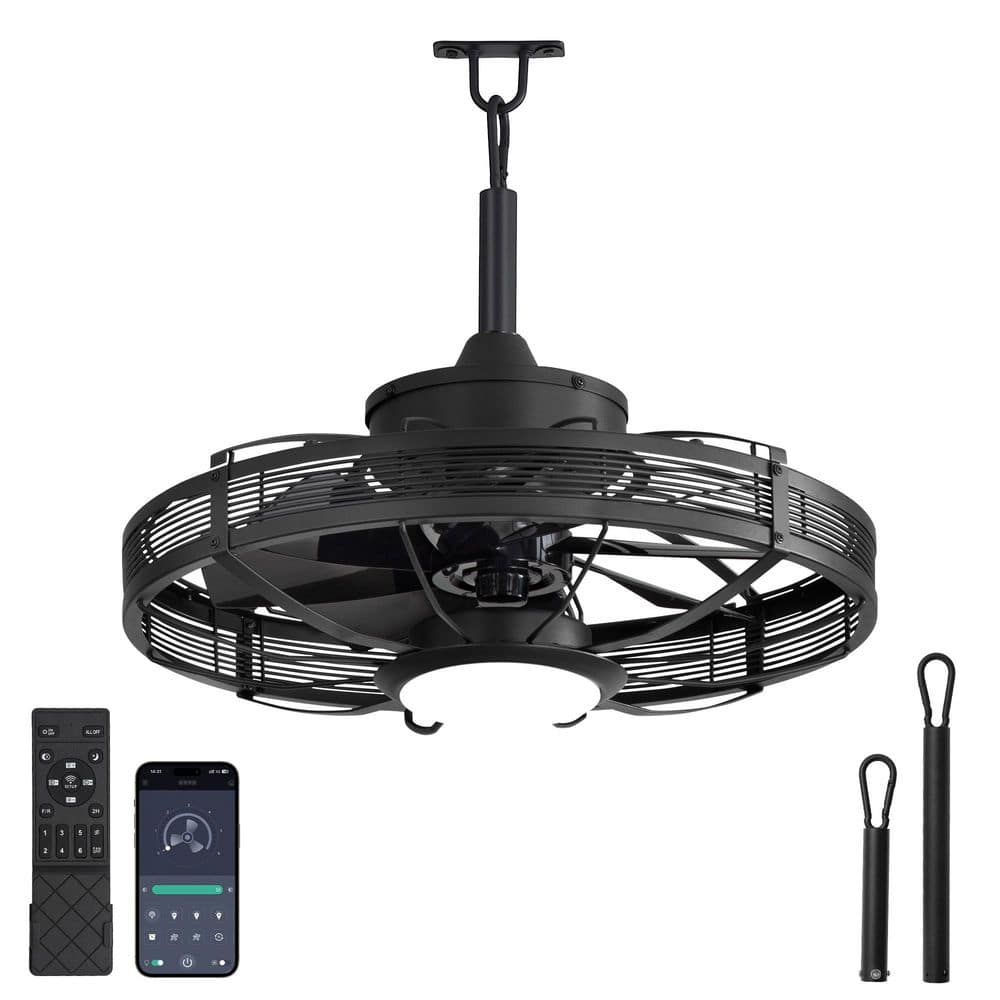 20 in. Outdoor Matte Black Waterproof 6-Speed 0-100% Dimming Clip Mount Standard Ceiling Fan with Lights, Remote, APP price history on PriceWatchPro