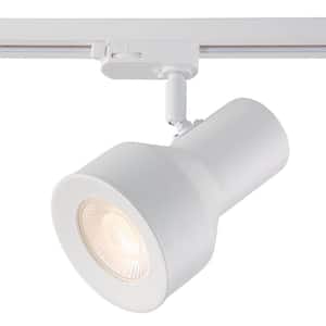 Large 1-Light Solid White Step Cylinder Integrated LED Track Lighting Head