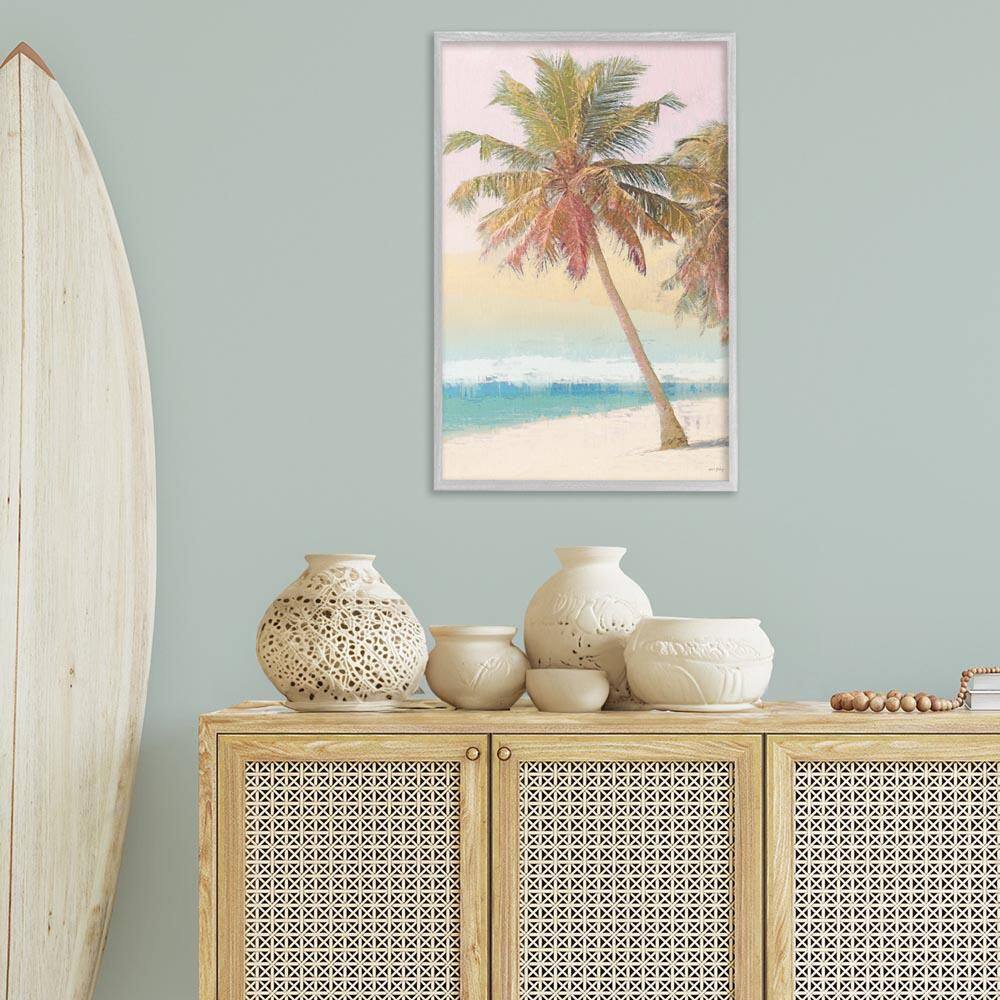 Pastel Gradient Beach Scene by Amber Sterling Gray Framed Nature Giclee Art Print 30 in. x 20 in. price history on PriceWatchPro