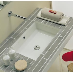 27-13/16 in. Rectangle Undermount Vitreous Glazed Ceramic Lavatory Vanity Bathroom Sink in Pure White