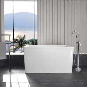 Freestanding 47 in. Contemporary Design Acrylic Flatbottom Soaking Tub Bathtub in White