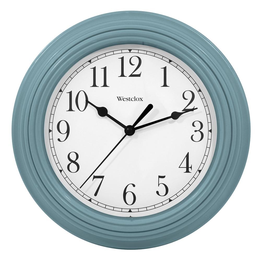 WESTCLOX 46994SF- Analog 9" Round Sea Fog Blue Simple Quartz Clock ...