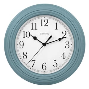 46994SF- Analog 9" Round Sea Fog Blue Simple Quartz Clock - Accurate Timekeeping