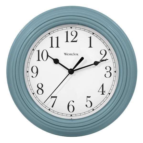 WESTCLOX 46994SF- Analog 9" Round Sea Fog Blue Simple Quartz Clock - Accurate Timekeeping