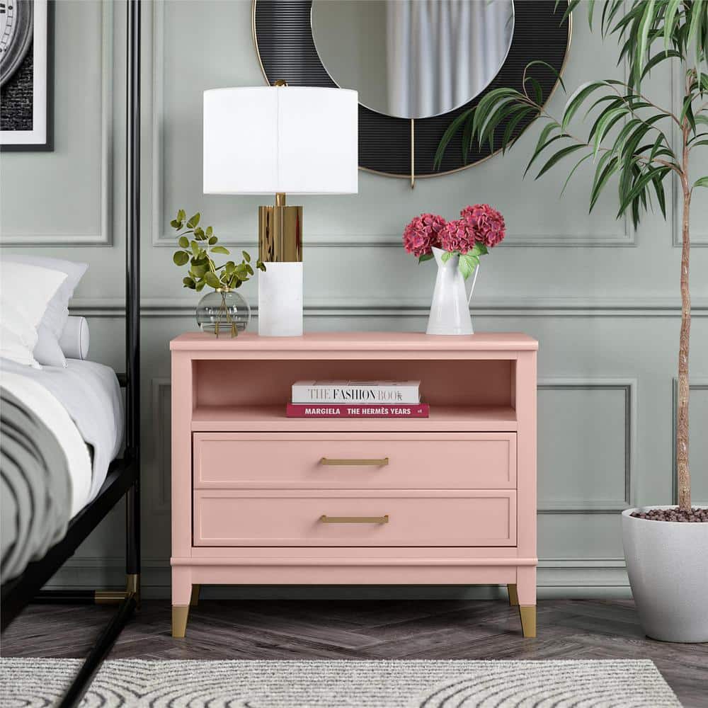 CosmoLiving by Cosmopolitan Westerleigh Wide Nightstand Pale Pink