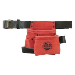 4-Pocket Children's Red Tool Pouch with Belt
