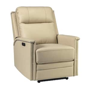 Valentino Transitional Beige Electric Genuine Leather Recliner with USB Port and Resume Button