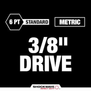 SHOCKWAVE 3/8 in. Drive Metric Deep Well 6 Point Impact Socket Set (14-Piece)
