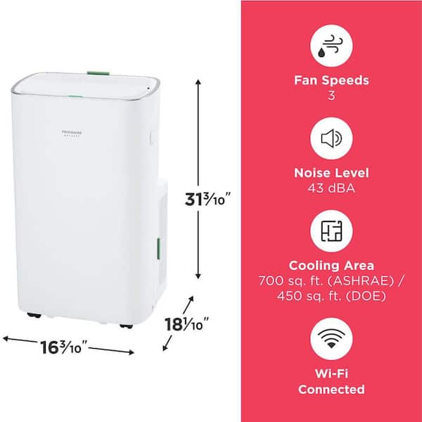 10,000 BTU (DOE) Portable Air Conditioner with Supplemental Heat and Dehumidifier in White with WiFi
