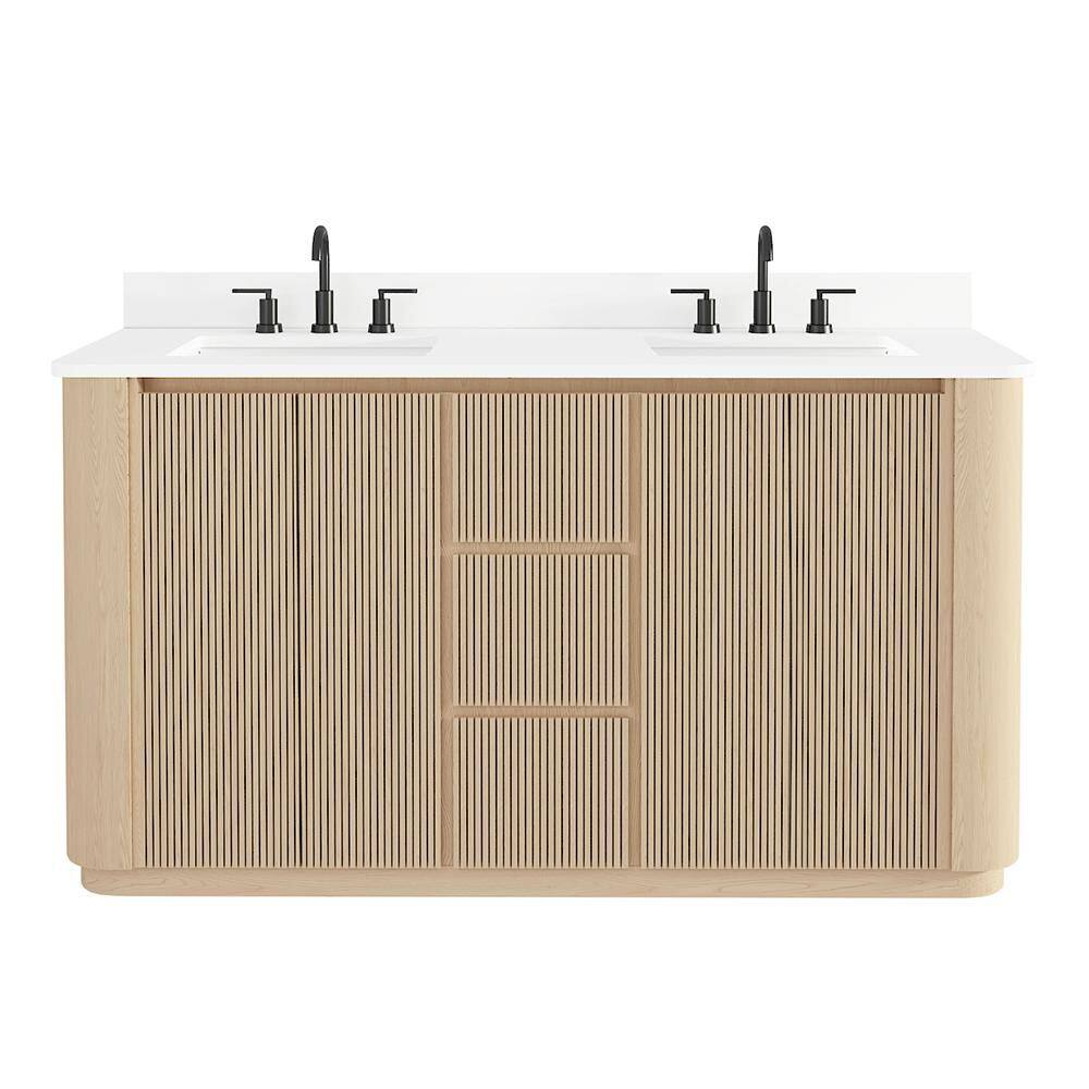 Wilsham 61 in. Double Sink Light Wood Bath Vanity with White Quartz Top (Assembled) price history on PriceWatchPro