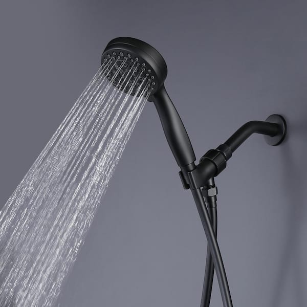 5-Spray Settings 3.5 in. Round Wall Mount Handheld Shower Head 1.75 GPM in Matte Black
