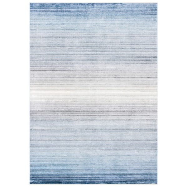 Dream 9 ft. x 12 ft. Blue/Ivory Gradient Striped Area Rug