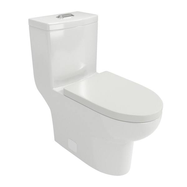 FUNKOL 12 in. 1-piece 1.6/1.1 GPF Dual Flush Elongated Toilet in White Seat Included-B