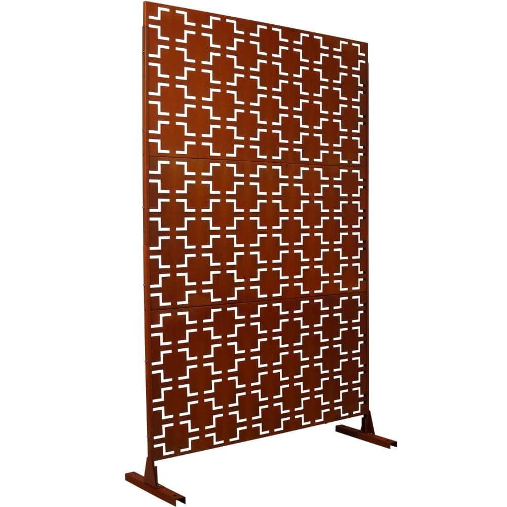 "48"" H x 76"" W Brown Metal Privacy Screen with Stable Base, Privacy Fence Panels for Outdoor Freestanding" price history on PriceWatchPro
