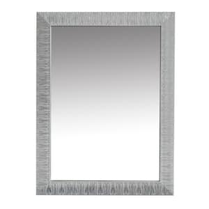 28 in. W x 38 in. H Rectangle Encased Wood Wall Mirror with Striped Motif Edges in Gray