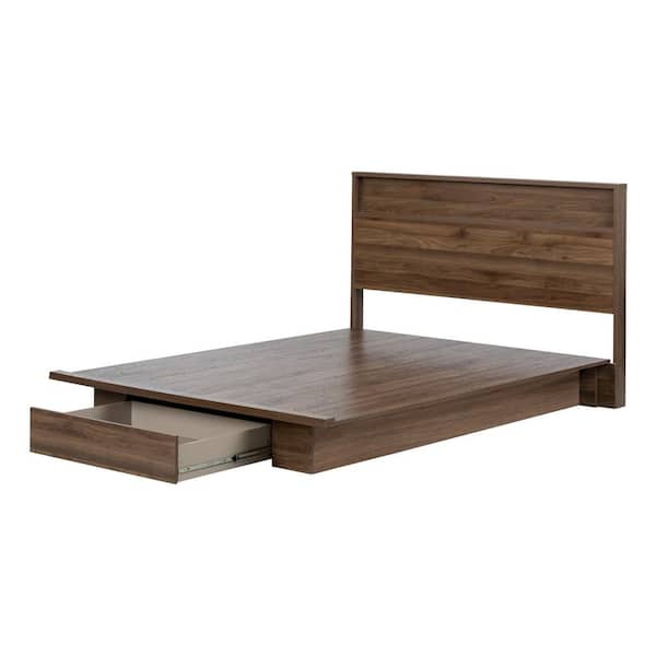 South Shore Tao Brown Particle Board Frame Queen Panel Bed With Headboard