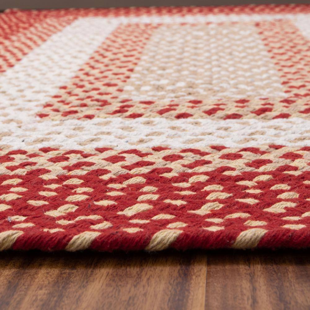 Handmade Red and Cream Cotton Braided Area Rug, 7' x 9'