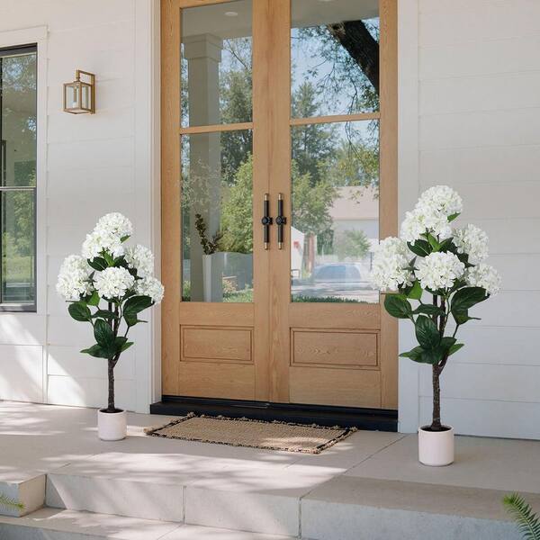 4 ft. Large Faux Hydrangea Plant in White Planter, Home and Garden