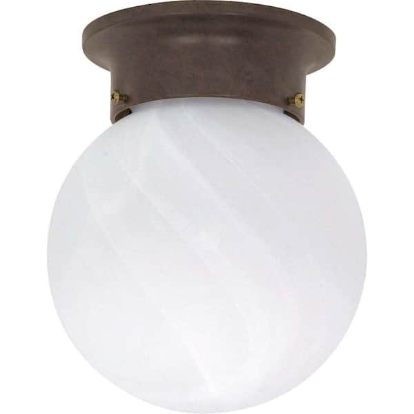 SATCO 1-Light Old Bronze Ceiling Mount Light with Alabaster Ball
