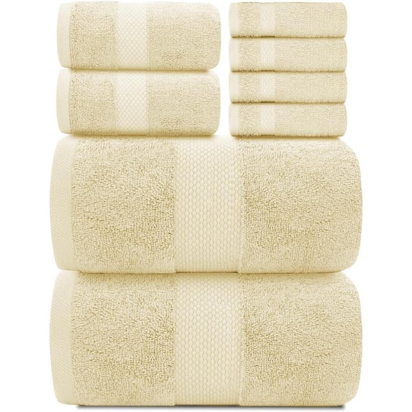 Caro purchases Bath Towel Set White Cotton 9 pc 5 Washcloths, 2 Hand Towels, 2 Bath Towels