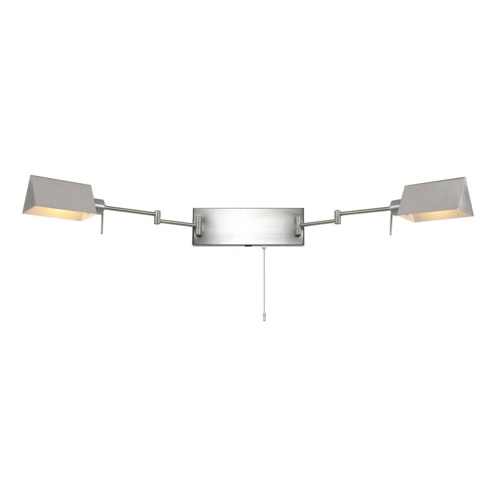 White Iron Double Swing Arm Wall Sconce with USB Port