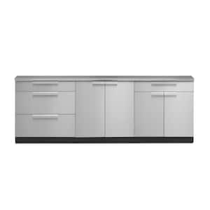 Stainless Steel 4-Piece 96 in. W x 35.5 in. H x 24 in. D Outdoor Kitchen Cabinet Set with Countertop