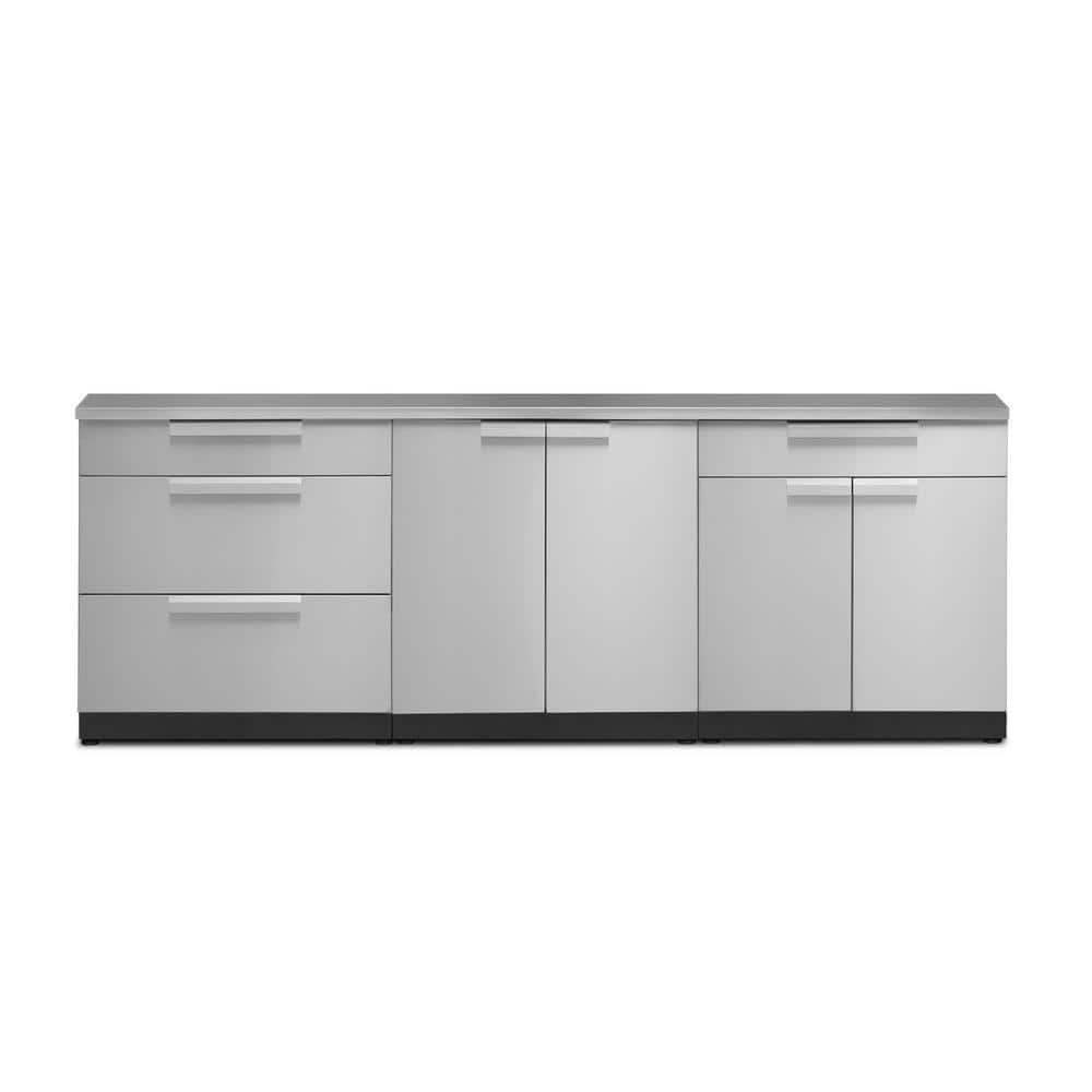 96" Stainless Steel Modular Outdoor Kitchen Cabinet Set with Countertop
