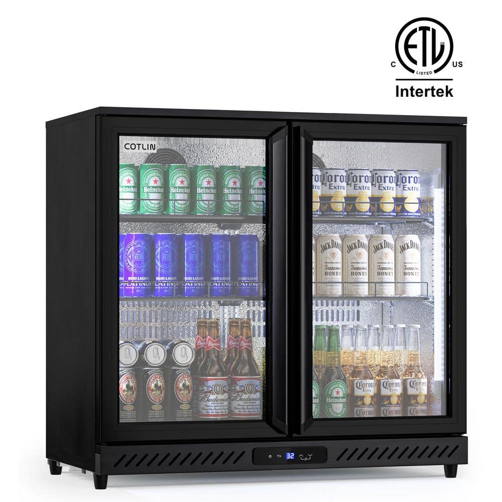 36 in. 7.45 cu. ft. Commercial Beverage Refrigerator in Black with Auto Defrost, ETL Certified, 208-Cans