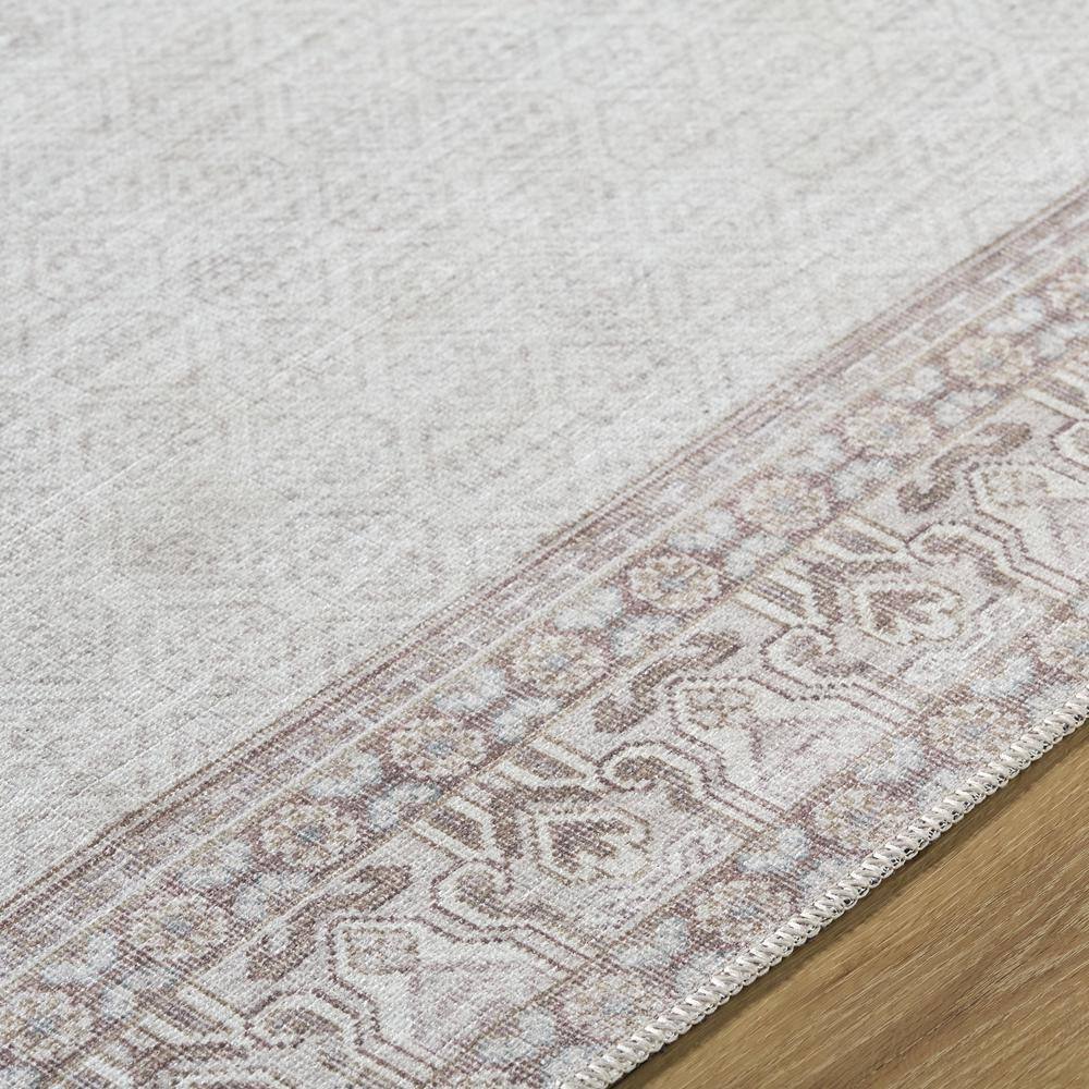 Rainier Brown and Cream Rectangular Polyester Washable Area Rug