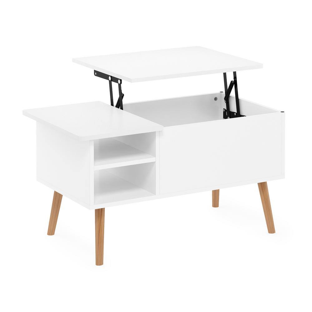 White Rectangular Lift-Top Coffee Table with Storage