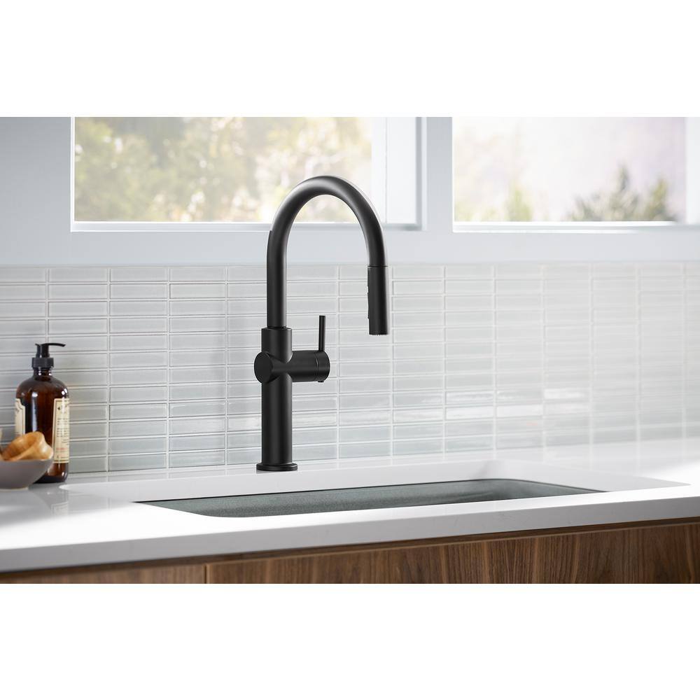 Matte Black Single Handle Pull Down Kitchen Faucet