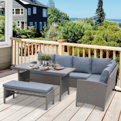 Bench Included Patio Conversation, Conversation Patio Set With Dining Table