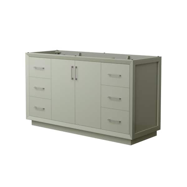Wyndham Collection Strada 59.25 in. W x 21.75 in. D x 34.25 in. H Single Bath Vanity Cabinet without Top in Light Green