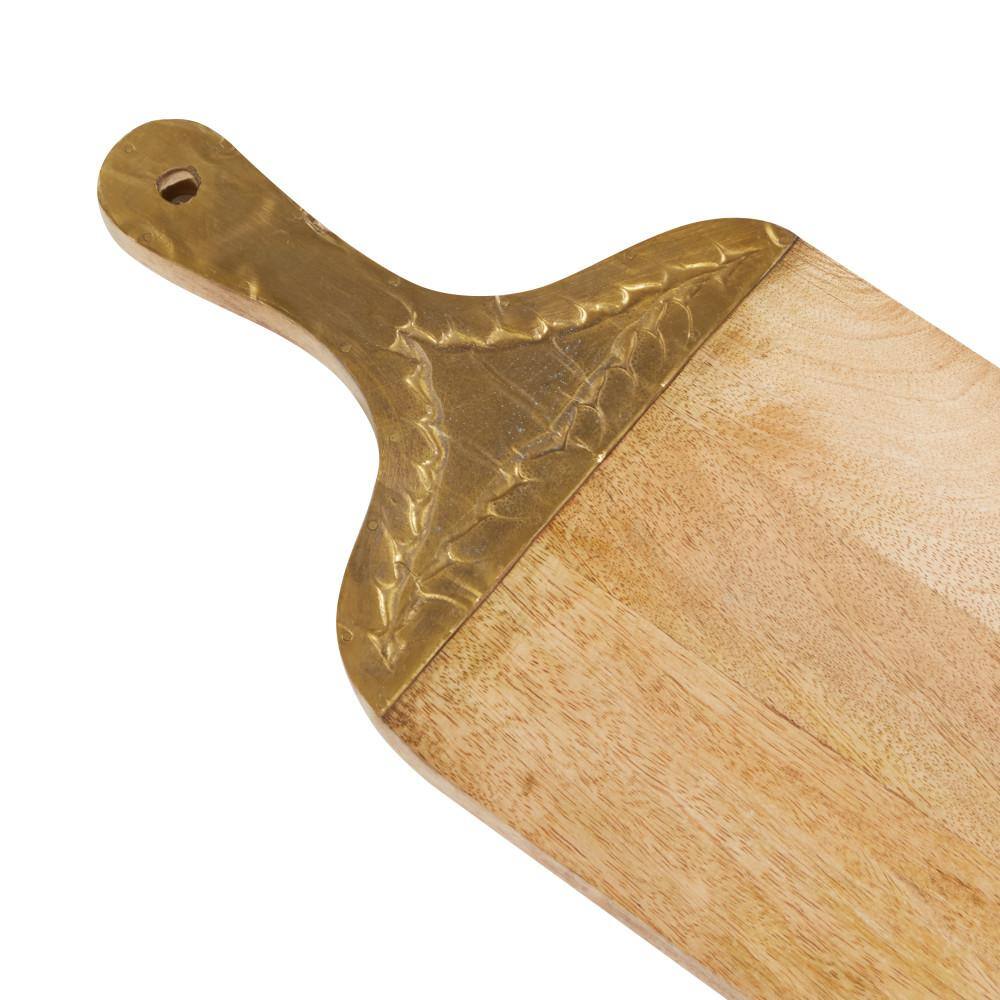 Brown Mango Wood Rectangular Cutting Board with Gold Accents