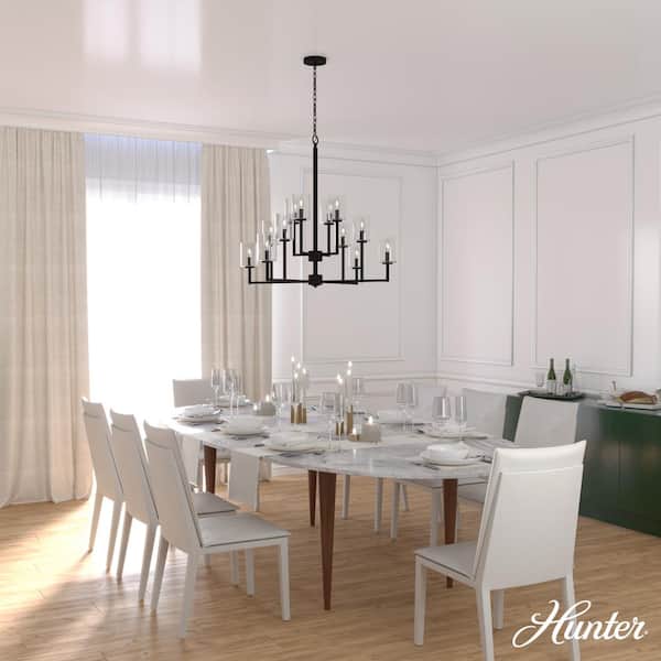 Hunter Kerrison 12-Light Satin Black Transitional Led Chandelier