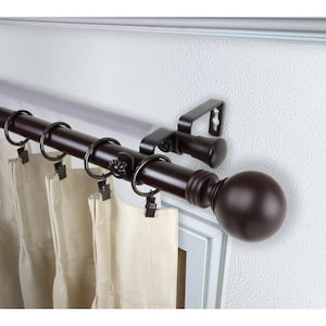 160 in. - 240 in. Double Curtain Rod in Mahogany with Finial
