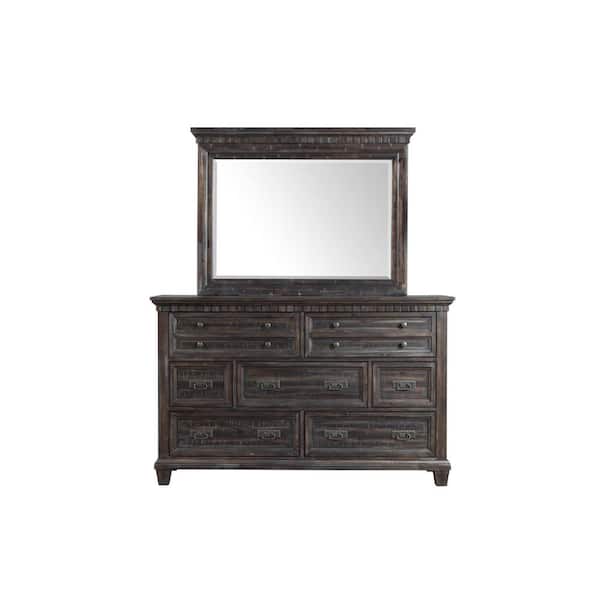 Picket House Furnishings Steele 7-Drawer Smokey Gray Oak Dresser with Mirror