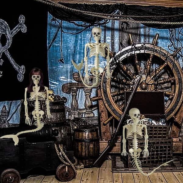 OGETFUUR 38 White Halloween Mermaid Skeleton, Halloween