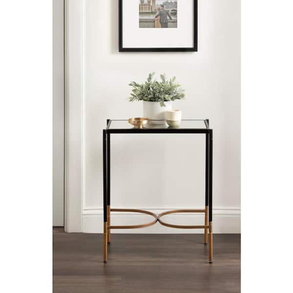 Catriona 19 in. Black Rectangle Mirror End Table