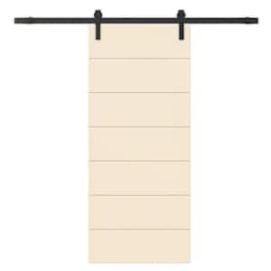 28 in. x 80 in. Beige Stained Composite MDF Paneled Interior Sliding Barn Door with Hardware Kit