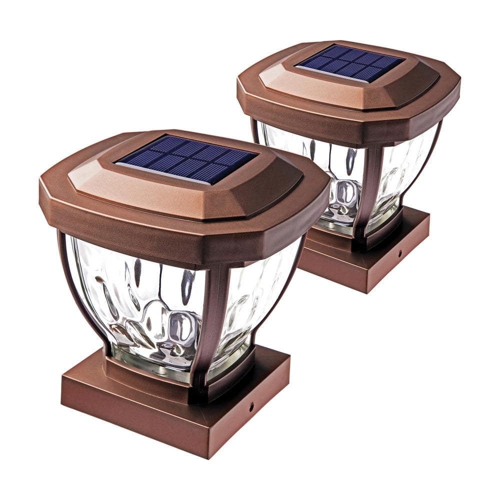 Home Zone Security Bronze Integrated LED 4x4 Solar Deck Post Cap