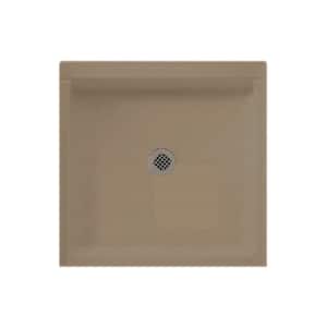 42 in. L x 36 in. W Single Threshold Alcove Shower Pan Base with Center Drain in Barley