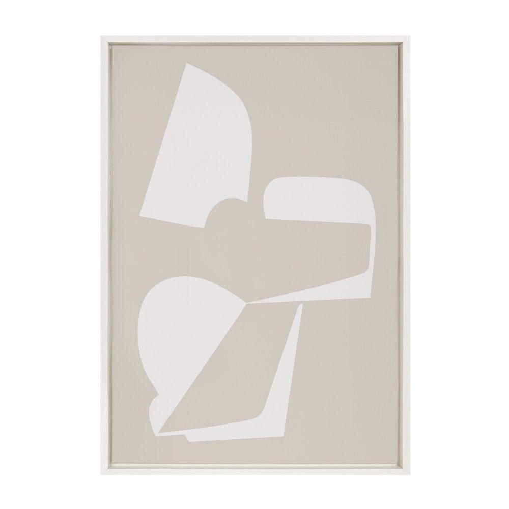 White and Beige Abstract Canvas Wall Art with Polystyrene Frame, 23x33
