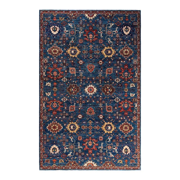Serapi Blue 6 ft. x 9 ft. Tribal Wool Indoor Area Rug