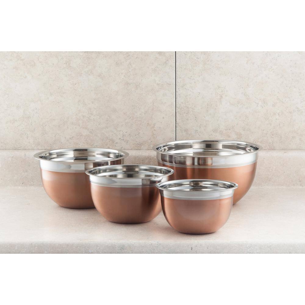 4-Piece Copper and Stainless Steel Mixing Bowl Set