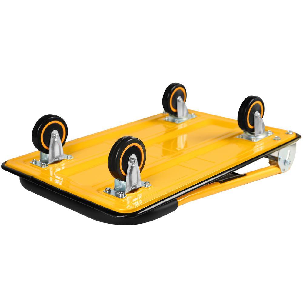 Yellow Foldable Steel Platform Hand Cart with Wheels