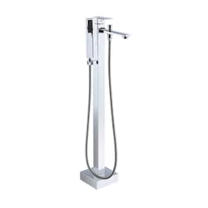 Single-Handle Freestanding Tub Faucet Floor Mounted Bathtub Filler Faucet with Hand Shower in. Chrome